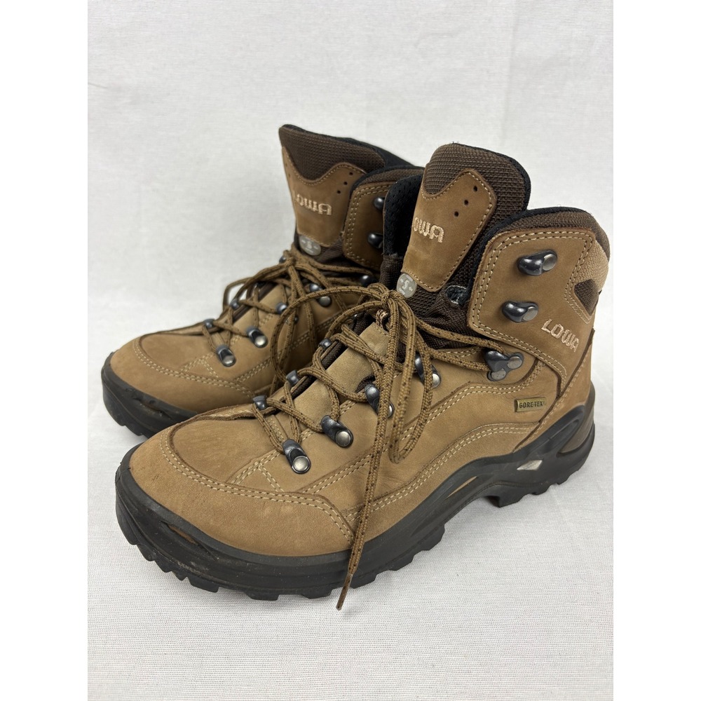 FLAWED Lowa Womens Renegade GTX Mid Boots Size 8 Narrow Lace Up Gore-Tex Brown